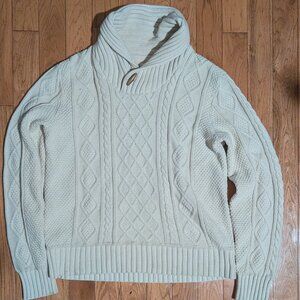 LL Bean White Cable Knit Sweater